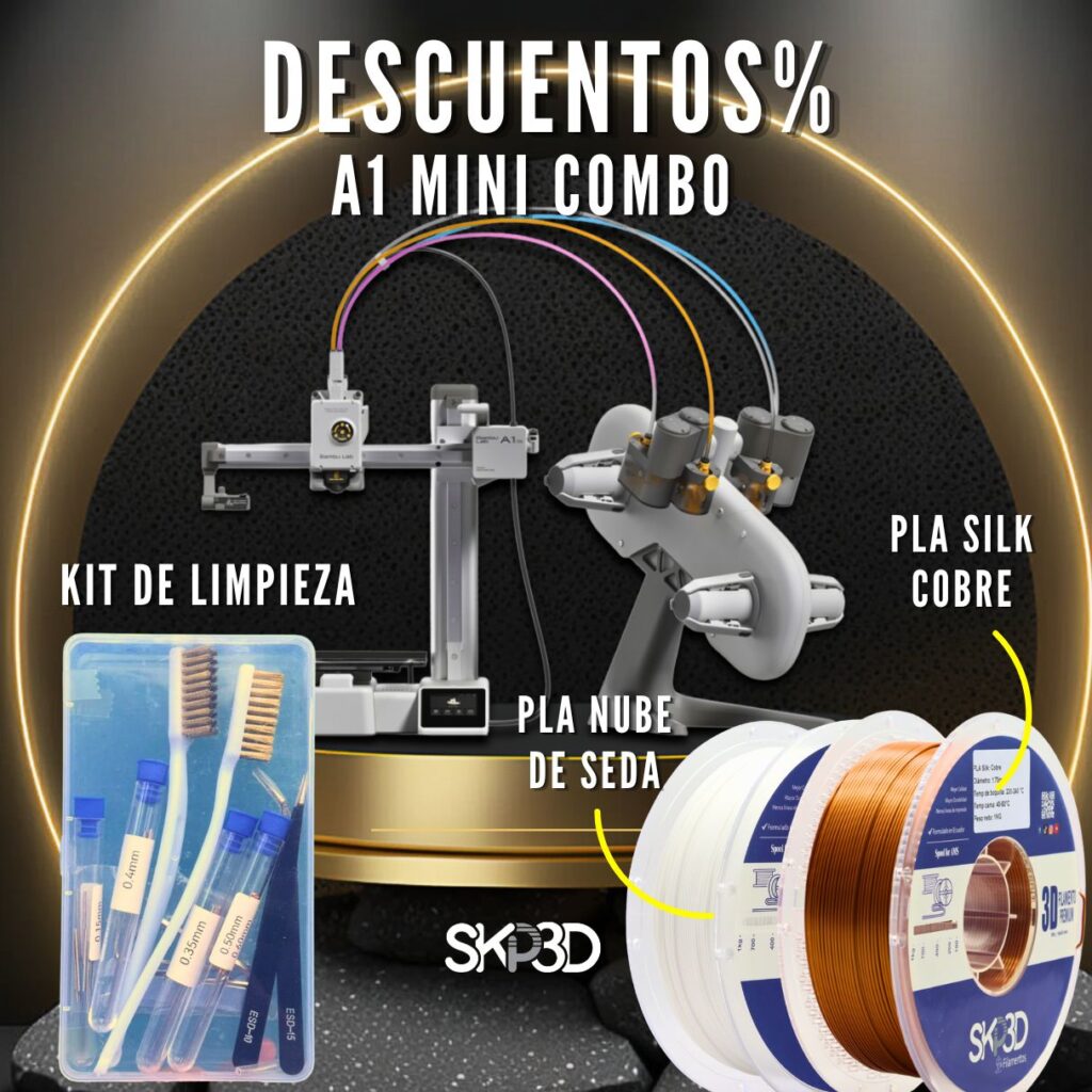 Combo 1- A1 mini Combo + 2 Filamentos + Kit de Limpieza